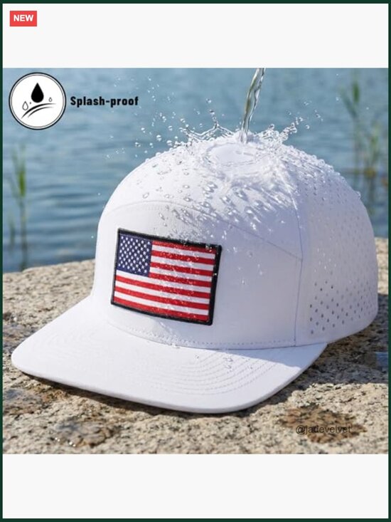 Patriotic Mesh Snapback Hat with Flag Patch, Quick Dry, UPF 30